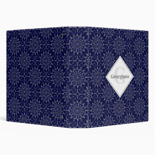 Personalized Ditsy Winter Snow Angels Snowmen Tile 3 Ring Binder