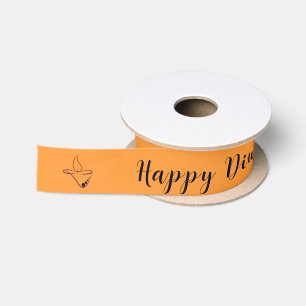 Personalized Diya Diwali Gift Wrap Satin Ribbon