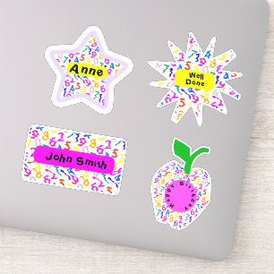 Personalized Dizzy Colorful Numbers Sticker