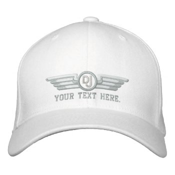 Personalized Dj Deco Style Wings Embroidered Baseball Hat by MustacheShoppe at Zazzle