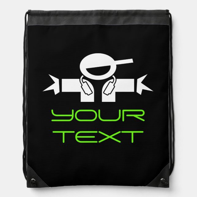Personalized DJ deejay drawstring backpack bag (Front)