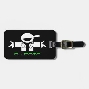 Personalized DJ name luggage tag for music deejay