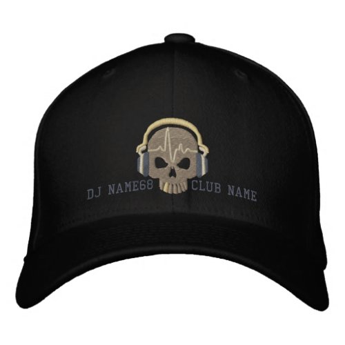 Personalized DJ Skull Your Name Club Embroidery Embroidered Baseball Cap