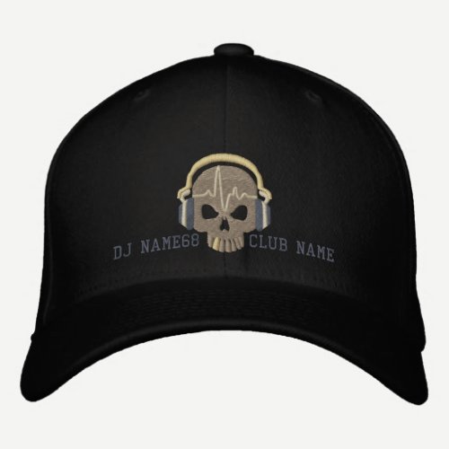 Personalized DJ Skull Your Name Club Embroidery Embroidered Baseball Cap
