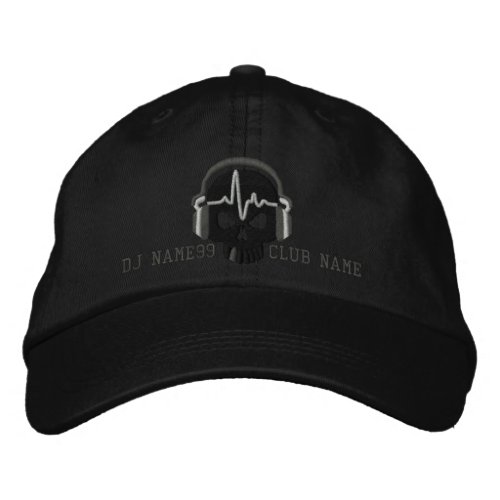 Personalized DJ Skull Your Name Club Embroidery Embroidered Baseball Cap