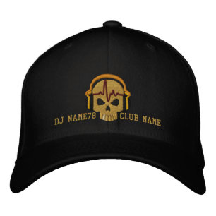 Personalized DJ Skull Your Name Club Embroidery Embroidered Baseball Hat