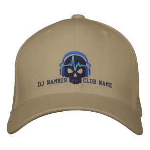 Personalized DJ Skull Your Name Club Embroidery Embroidered Baseball Hat