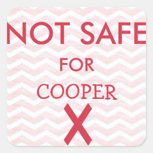 Personalized Do Not Eat Not Safe Red Chevron Square Sticker
