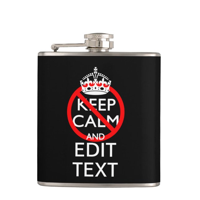 Personalized Do Not Keep Calm and Your Text Black Flask (Front)