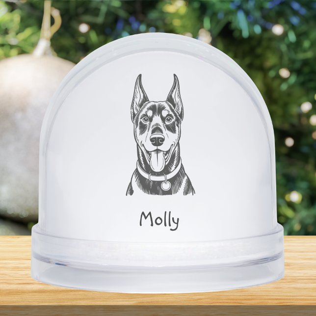 Personalized Doberman Dog Christmas Snow Globe (Creator Uploaded)