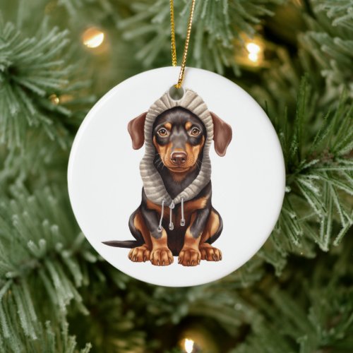 Personalized Doberman Pinscher Dog Art Ceramic Ornament