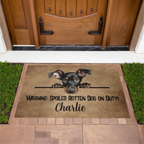 Personalized Doberman Pinscher Dog Doormat