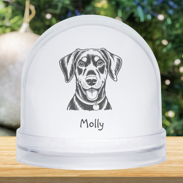 Personalized Dobermann Dog Christmas Snow Globe (Creator Uploaded)