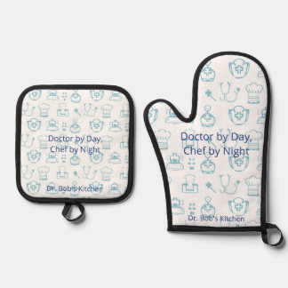 Personalized Doctor Chef Pot Holder - Custom Gift Oven Mitt & Pot Holder Set