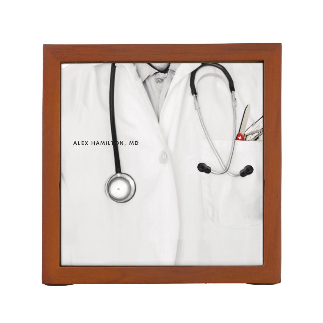 Personalized Doctor Gift Desk Organizer (Back)