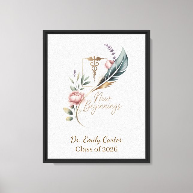 Personalized Doctor Graduation New Beginnings Canvas Print (Front)