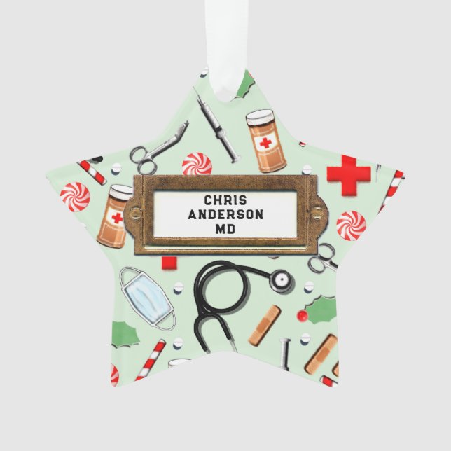 Personalized Doctor Holiday Collectible Ornament (Front)
