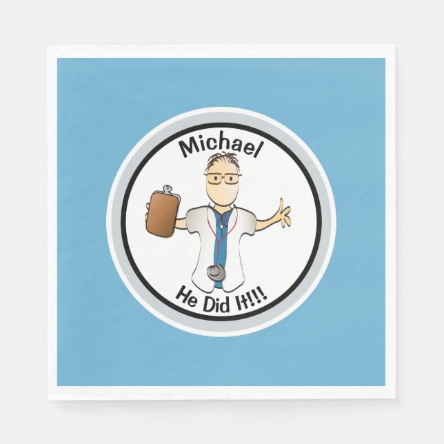 Personalized Doctor Nurse Graduation for Him Napkins (Front)
