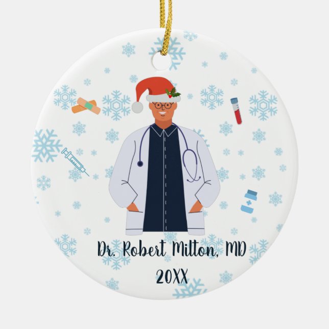 Personalized Doctor, Nurse, Healthcare Christmas  Ceramic Ornament (Front)