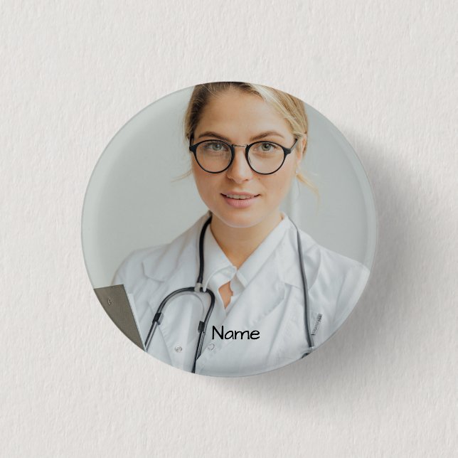 Personalized Doctor Photo and Name  Button (Front)