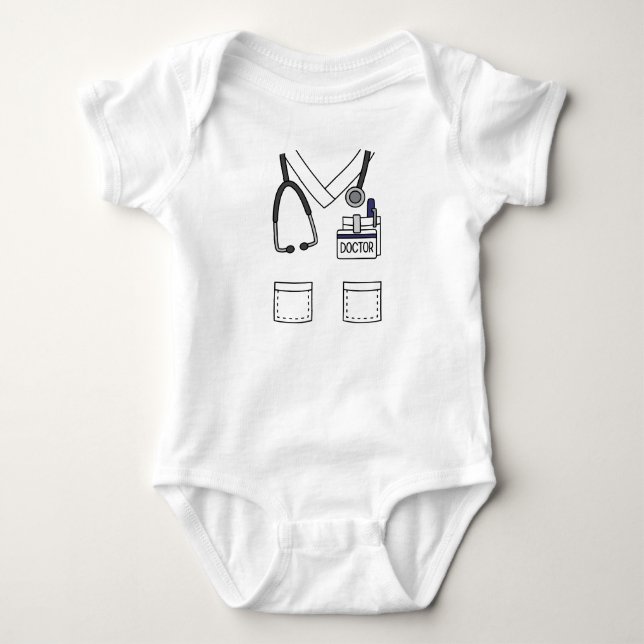Personalized Doctor Scrubs Baby Bodysuit (Front)