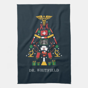 Personalized Doctors and Nurses Festive Christmas Kitchen Towel