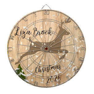 Personalized doe Christmas bauble wooden backgroun Dart Board