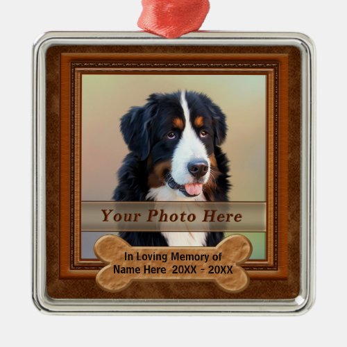 Personalized Dog a Memorial Gifts YOUR PHOTO TEXT Metal Ornament