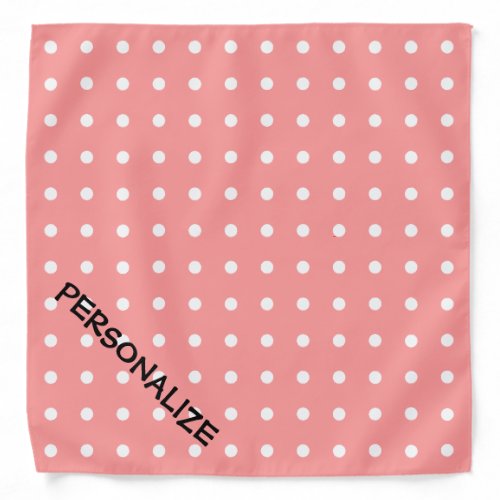 Personalized dog bandana  Coral pink polka dots