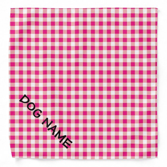 Personalized dog bandana | Red and white gingham (Front)