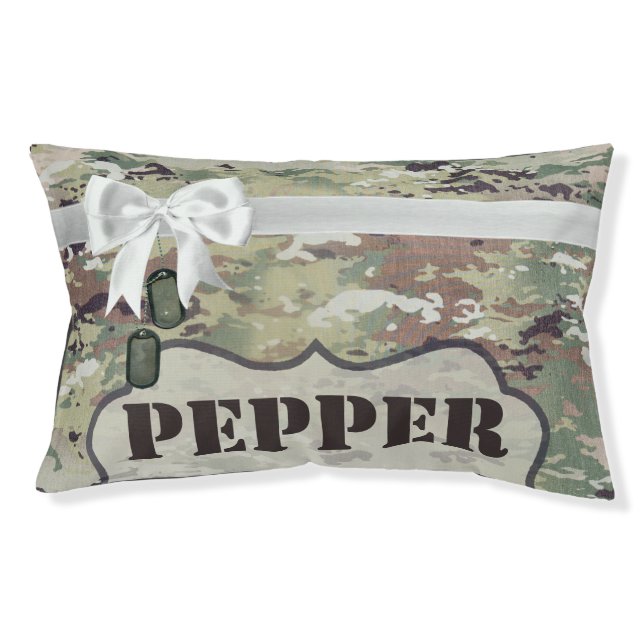 Personalized Dog Bed Army OCP Camo Uniform Camofla (Front)