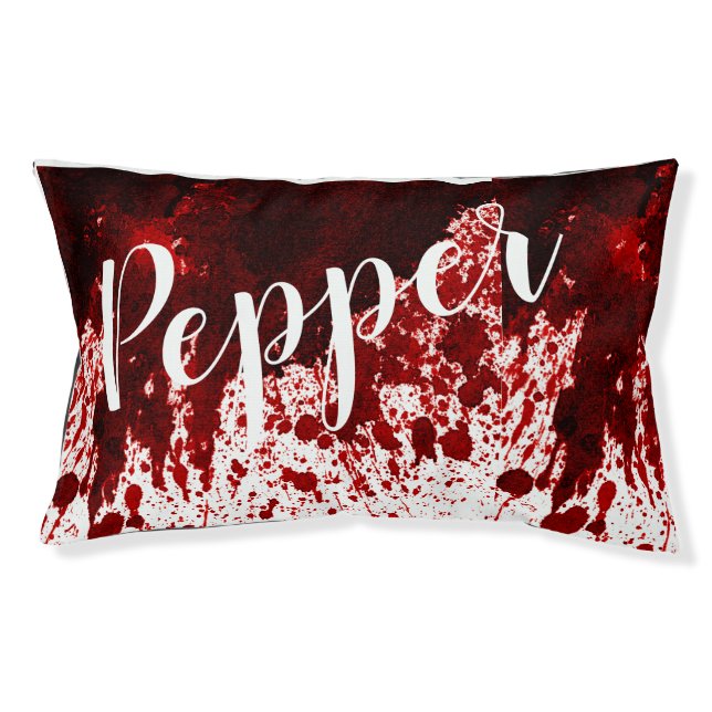 Personalized Dog Bed Blood Splatter Vampire Gothic (Front)