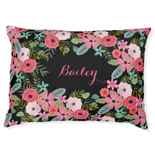 Personalized dog bed Floral pet bed Custom dog bed