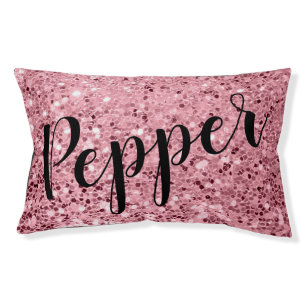 Personalized Dog Bed Rose Gold Glitter