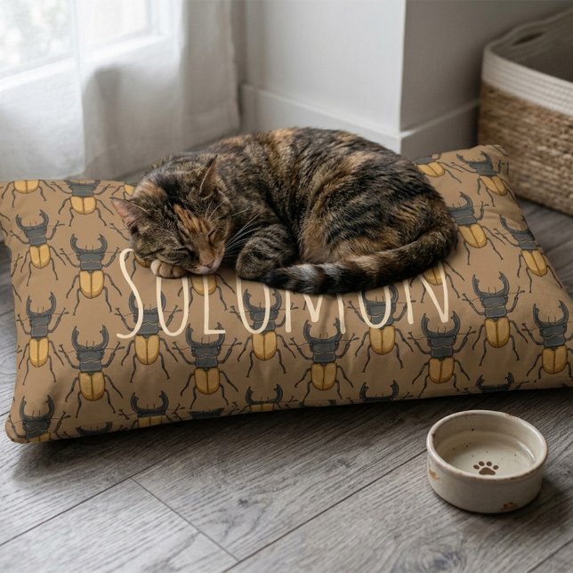 Personalized Dog Bed with Cartoon Stag Beetles (Creator Uploaded)