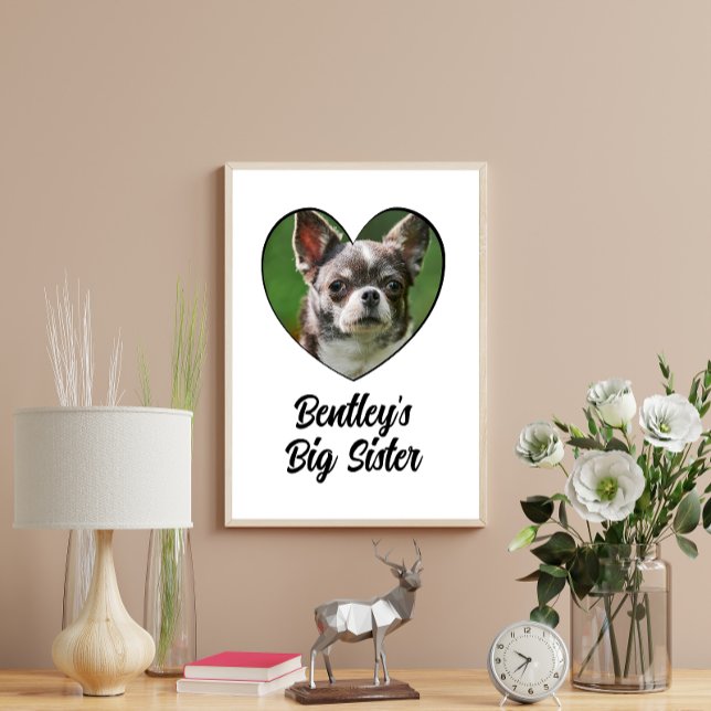 Personalized dog big sister photo & text poster (Creator Uploaded)