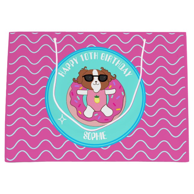 Personalized Dog Birthday Pool Party Gift Bag (Front)
