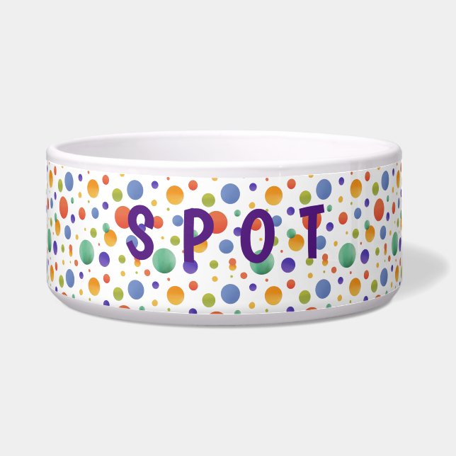 Personalized Dog Bowl in Cute Trending Colors (Front)