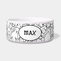 Personalized Dog Bowl with Dog Doodle Design