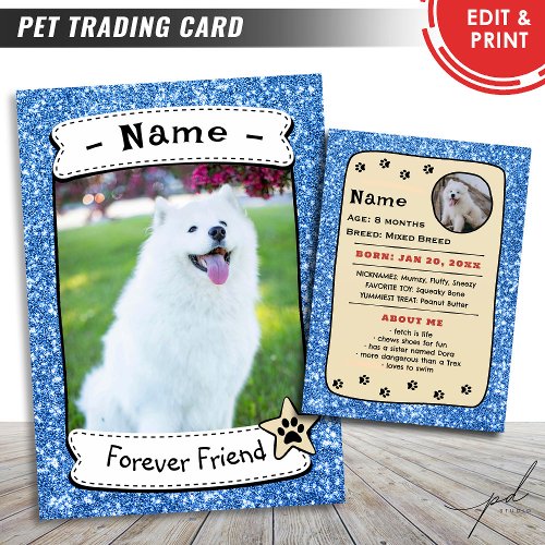 Personalized Dog Cards Pet Trading Card Template