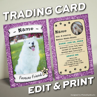 Personalized Dog Cards Pet Trading Card Template