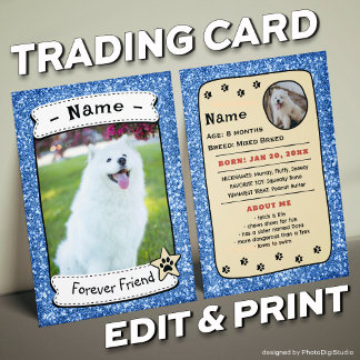 Personalized Dog Cards Pet Trading Card Template
