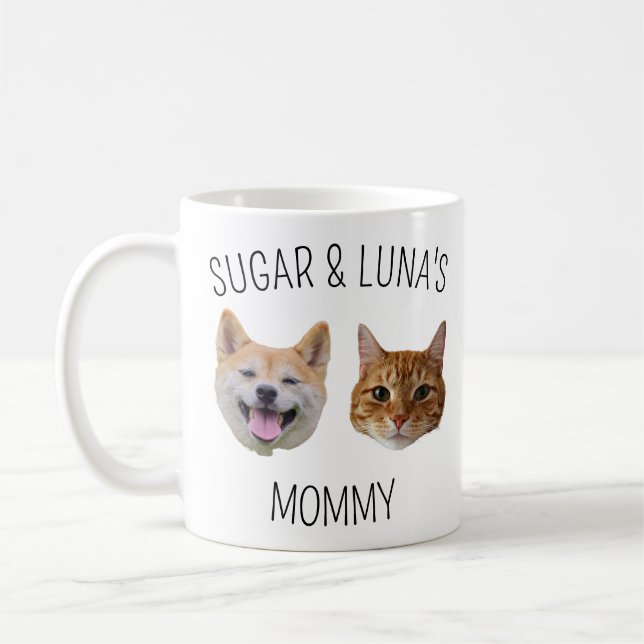 Personalized Dog Cat Face Mug, Mug gift for Mom (Left)
