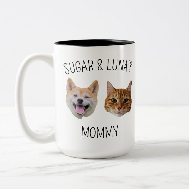 Personalized Dog Cat Face Mug, Mug gift for Mom (Left)