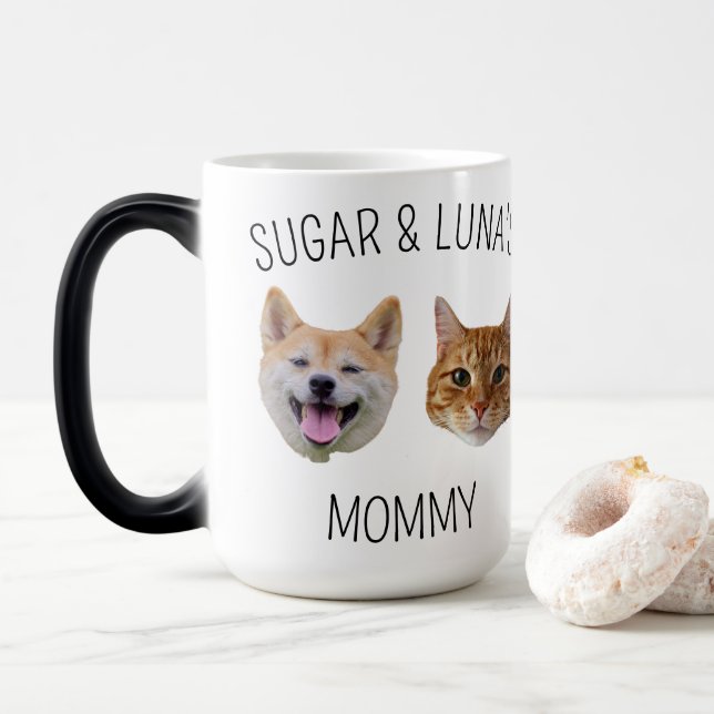 Personalized Dog Cat Face Mug, Mug gift for Mom (With Donut)