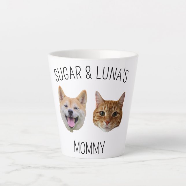 Personalized Dog Cat Face Photo, Cute Gift for Mom Latte Mug (Front)