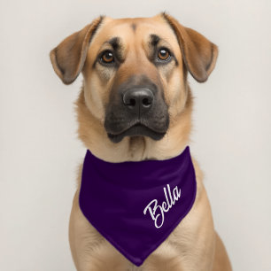 Personalized Dog Cat Pet Name Script Dark Purple Bandana Collar
