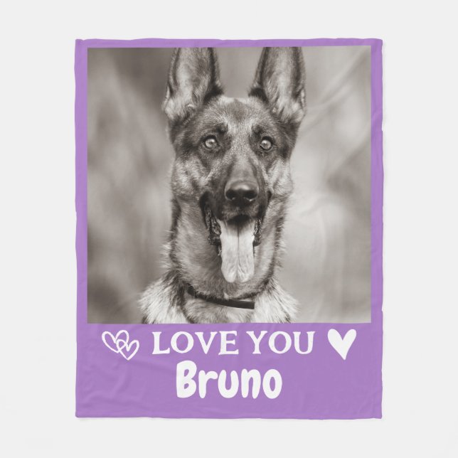Personalized Dog Cat Violet Photo Pet Gift Owners Fleece Blanket (Front)
