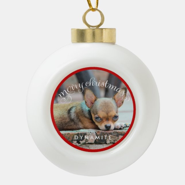 Personalized Dog Christmas Ornaments Ceramic Ball (Front)