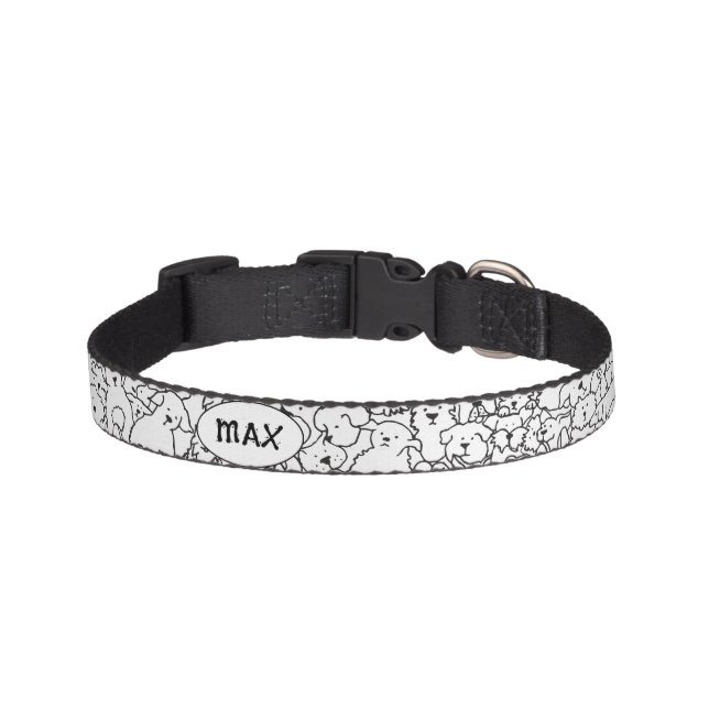 Personalized Dog Collar with Dog Doodle Design (Front)
